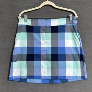 Izod Golf Skort 6 Blue Green Plaid Check Shirt Shorts Pockets Athletic Mini Prep